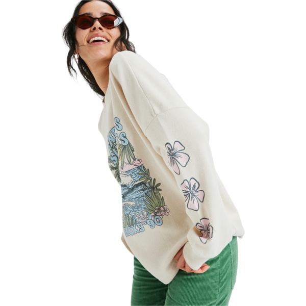 2025 Roxy Womens Eastside Midweight Long Sleeve T-Shirt ERJKT04357 - Parchment